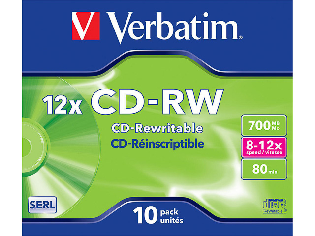 VERBATIM CDRW80 700MB 12x (10)