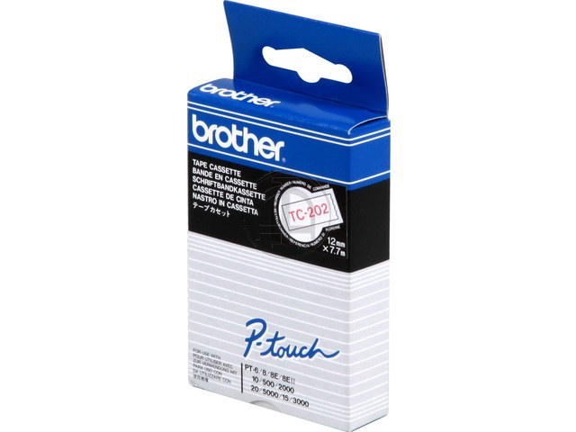 TC202 BROTHER PTOUCH 12mm - rouge sur blanc