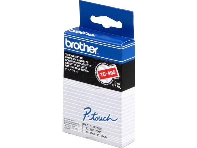 TC495 BROTHER P-TOUCH 9mm -  - rouge sur blanc