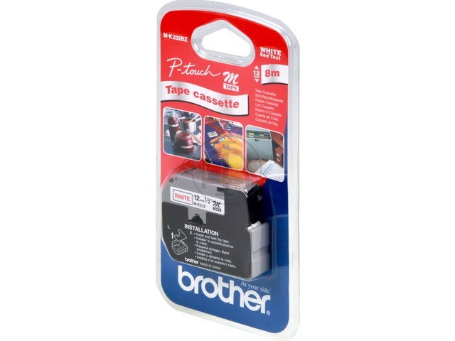 MK232BZ BROTHER PTOUCH 12mm  - rouge sur blanc