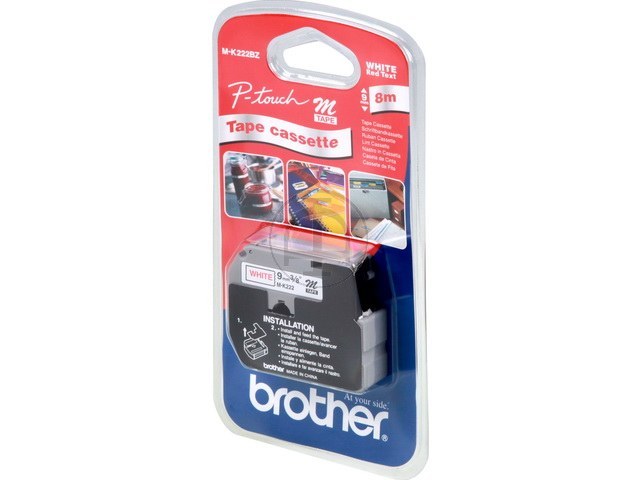 MK222BZ BROTHER PTOUCH 9mm  - rouge sur blanc