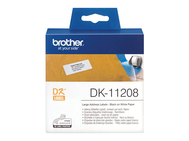 DK11208 BROTHER PT QL550 LABELS  - noir sur blanc