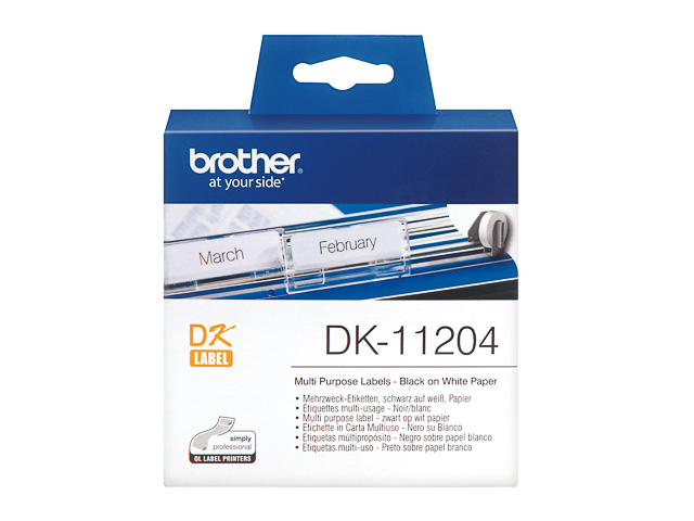 DK11204 BROTHER PT QL550 LABELS  - noir sur blanc